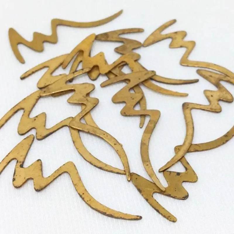 12 Vintage Brass Lightening Squiggly Stampings - Sea Beads