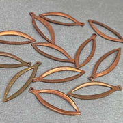 12 Vintage Brass Tombac Leaf Metal Charm Pendants - Sea Beads