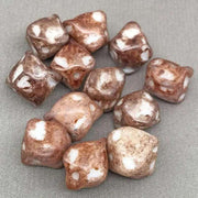 12 Vintage Brown Austrian Baroque Picasso Glass Beads - Sea Beads