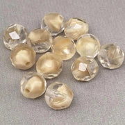 12 Vintage Clear Beige Brown Givre German Glass Beads - Sea Beads