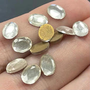 12 Vintage Clear Crystal Oval Glass Cabochons #8318 - Sea Beads