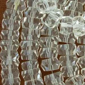 12 Vintage Faceted Clear Crystal Rondelle Glass Beads #8020 - Sea Beads