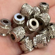 12 Vintage Silver Plated Fancy Barrel Metal Beads - Sea Beads