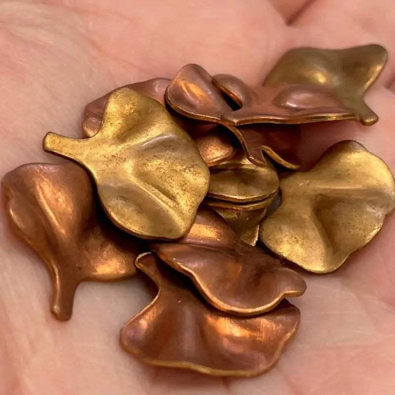 12 Vintage Brass Gingko Leaf Metal Stampings - Sea Beads