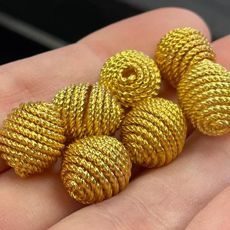 12 Vintage Gold Plated Coiled Metal Beads - Sea Beads
