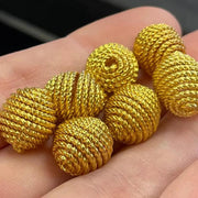 12 Vintage Gold Plated Coiled Metal Beads - Sea Beads