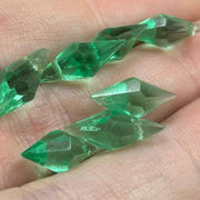 12 Vintage Green Glass Diamond Pendants - Sea Beads