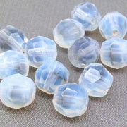 12 Vintage Grey Givre German Opal Glass Beads - Sea Beads