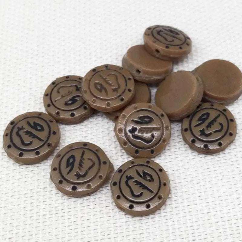 12 Vintage Handmade Brown Tribal Coin Glass Beads - Sea Beads