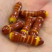 12 Vintage Italian Brown Yellow Striped Glass Beads #8891 - Sea Beads