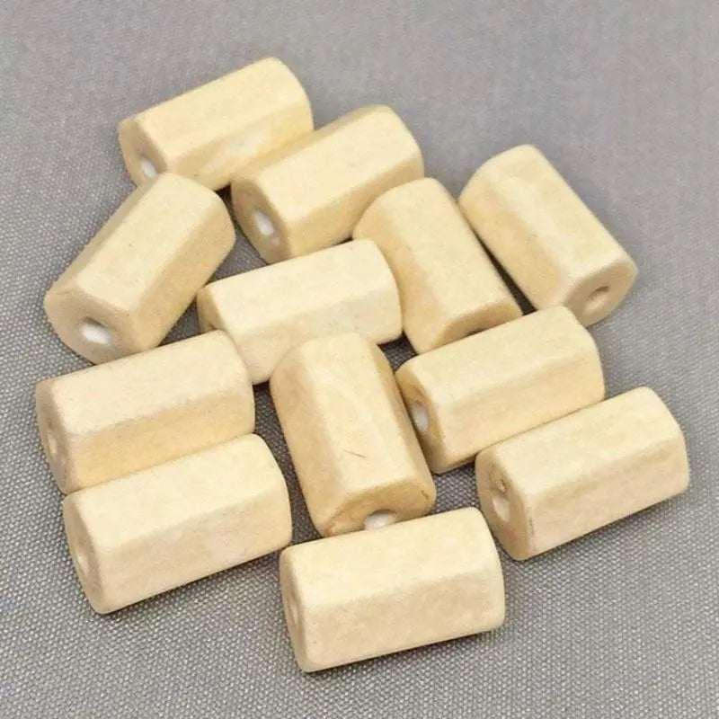 12 Vintage Light Golden Beige Japan Glass Beads - Sea Beads