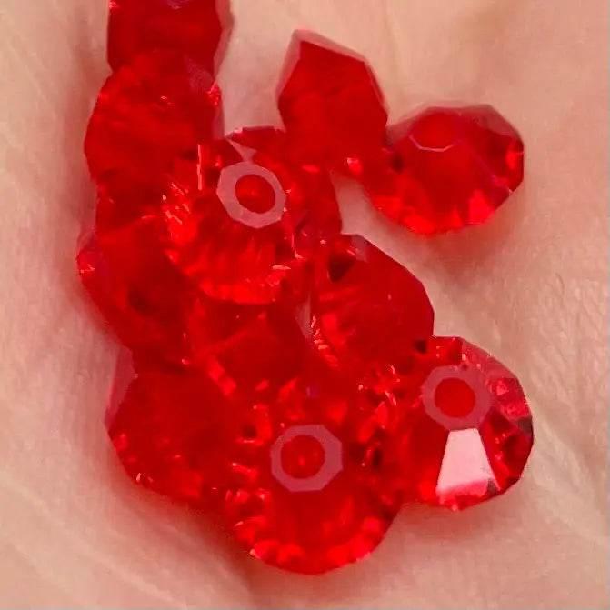 12 Vintage Light Siam Austrian Rivoli Crystal Beads - Sea Beads