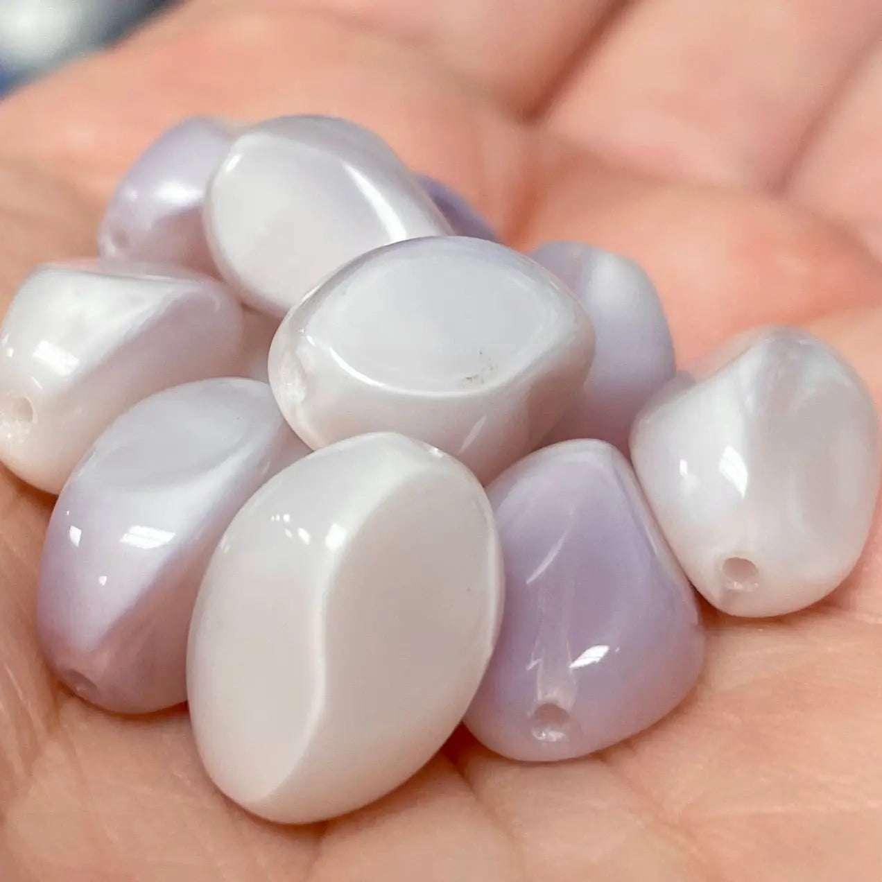 12 Vintage Opal Light Lavender Rose Glass Beads #9377 - Sea Beads