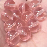 12 Vintage Pink Transparent Czech Round Glass Beads - Sea Beads