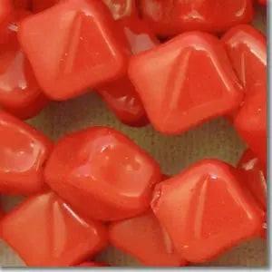 12 Vintage Red Japan Square Diamond Glass Beads #5075 - Sea Beads
