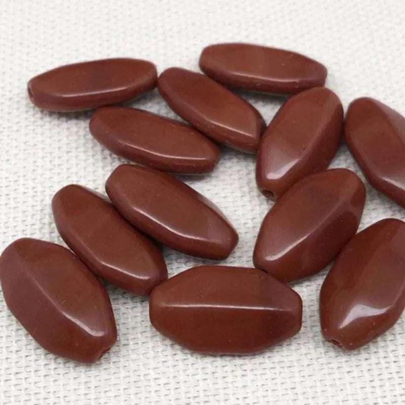 12 Vintage Reddish Brown Czech Oval Glass Beads - Sea Beads