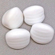 12 Vintage White German Ribbed Glass Beads - Sea Beads