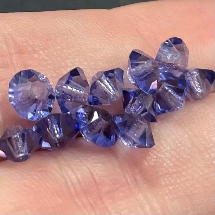 12 Vintage Tanzanite Rivoli Crystal Beads - Sea Beads