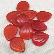 12 Vintage Translucent Red German Petal Glass Beads - Sea Beads