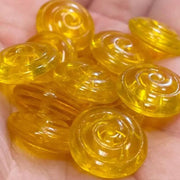 12 Vintage Yellow Golden Czech Spiral Coin Glass Beads - Sea Beads