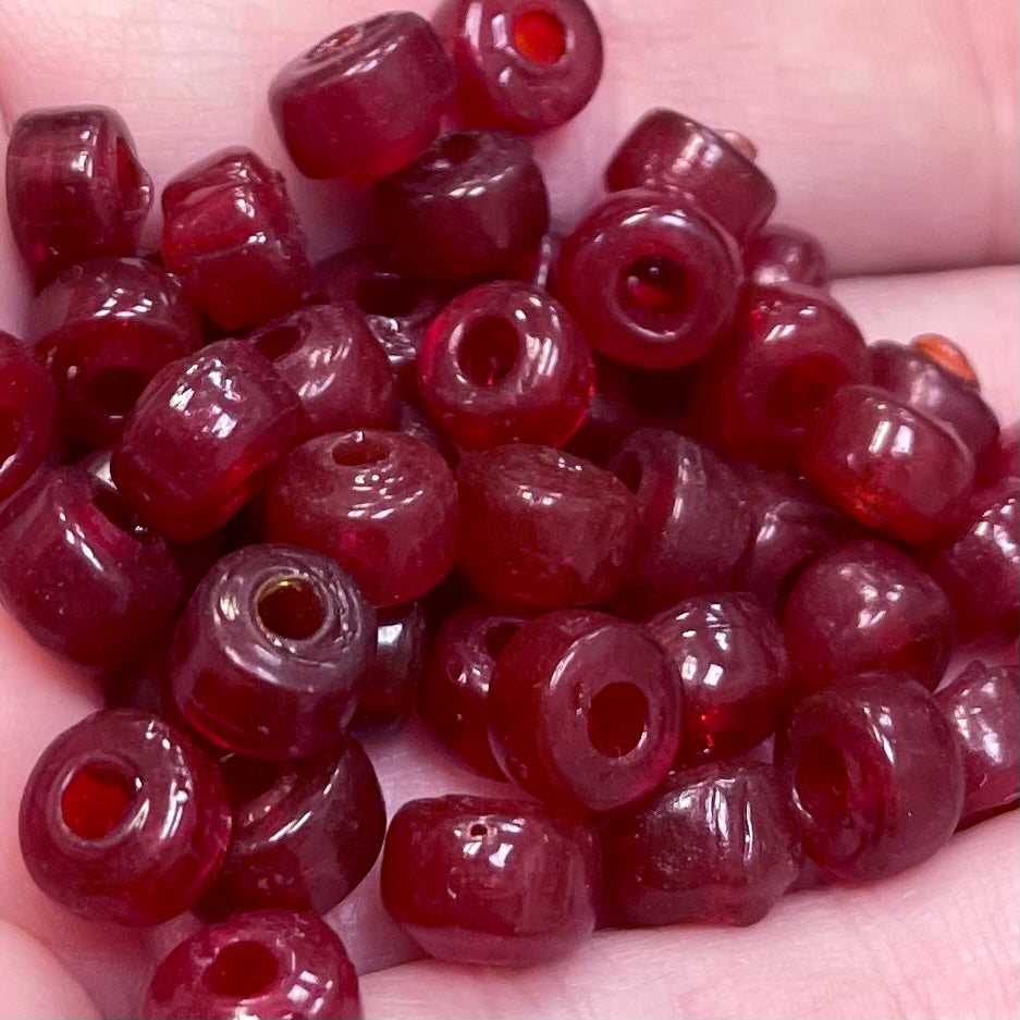 50 Vintage Red Siam Dark Rocaille Glass Beads