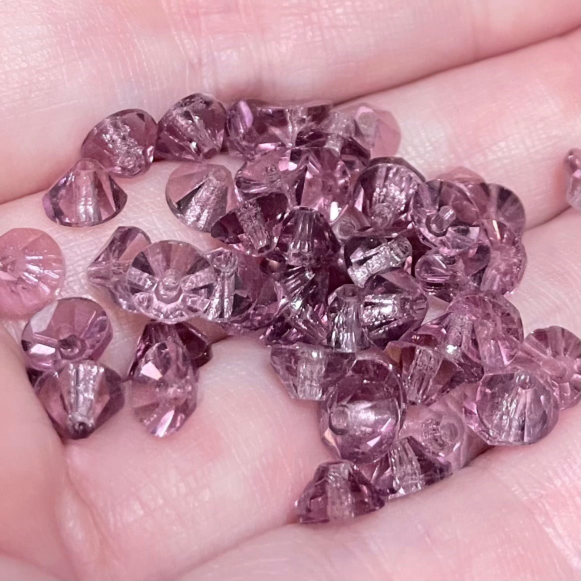50 Vintage Amethyst Faceted Cone Czech Glass Beads