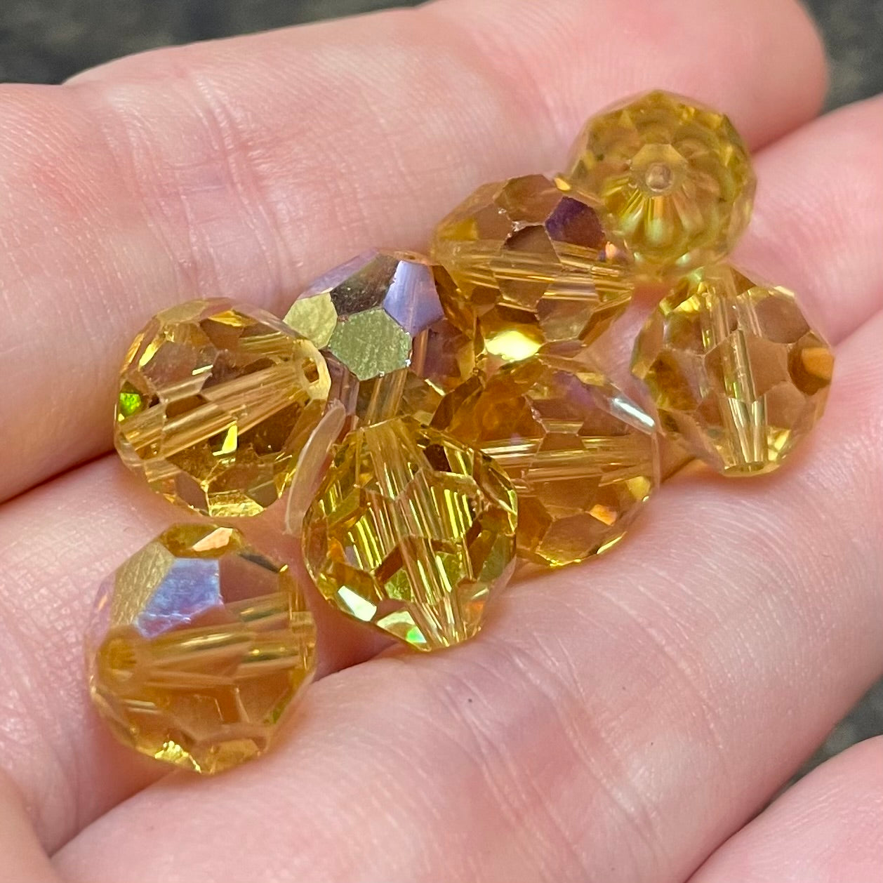 8 Vintage Topaz AB Swarovski Crystal Beads Art #39