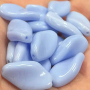 15 Vintage Blue Periwinkle German Oval Glass Beads - Sea Beads