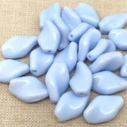 15 Vintage Blue Periwinkle Light German Oval Glass Beads - Sea Beads