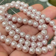15" Strand Lavender Pearl Round Glass Beads - Sea Beads