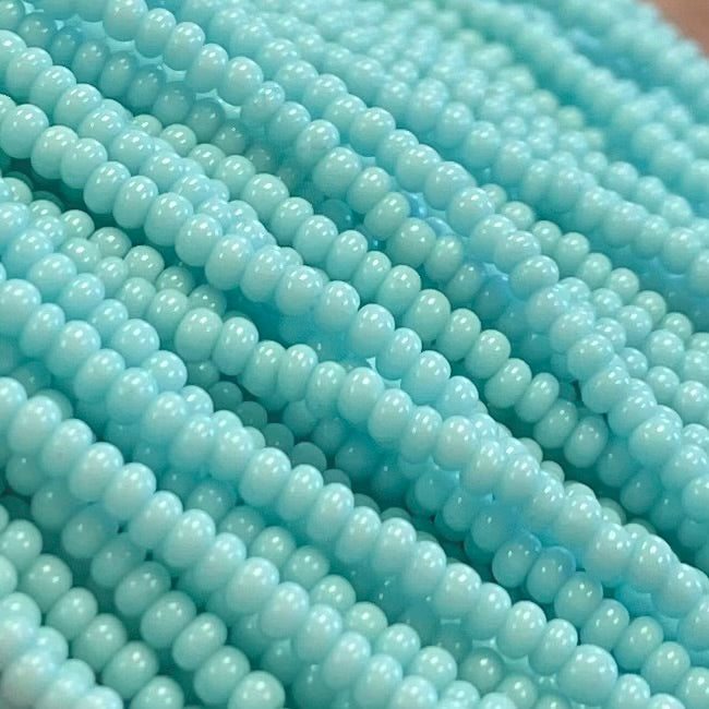 1 Hank Blue Turquoise Light Czech Glass Seed Beads