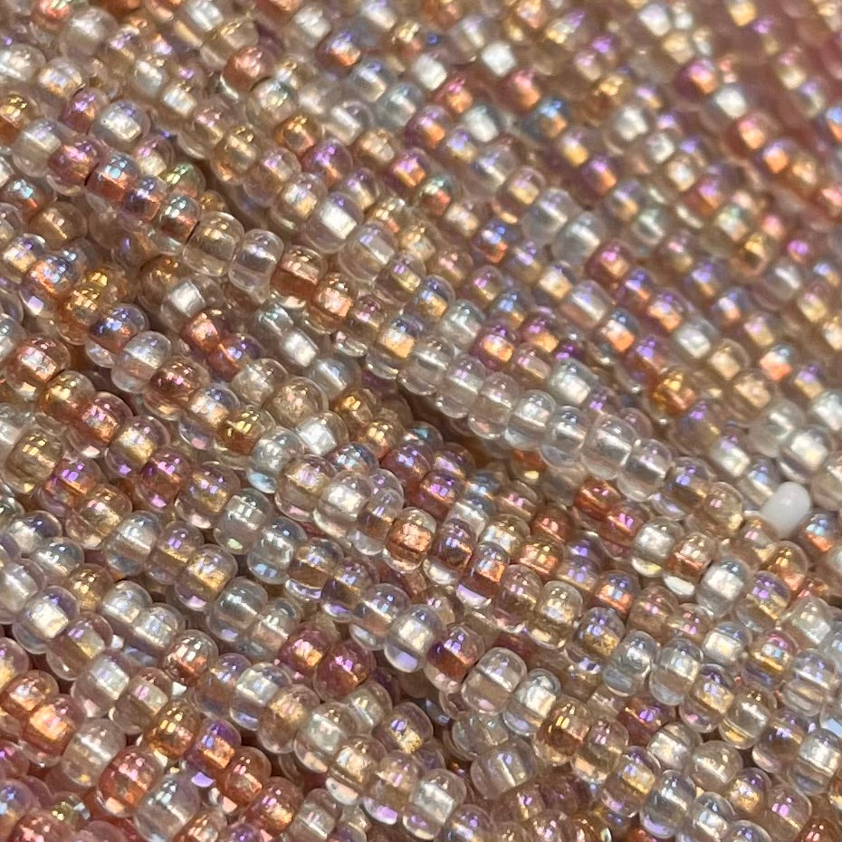 1 Hank Mixed Crystal Glitter Silver Lined Czech Glass Seed Beads
