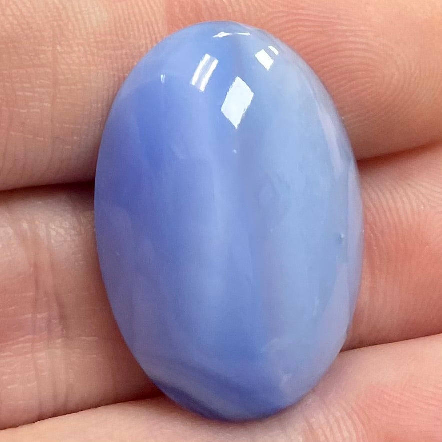 1 Vintage Blue Moonglow Large Oval Glass Cabochon