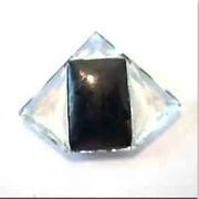 2 Vintage Black Clear Deco Era Glass Stones #9130 - Sea Beads