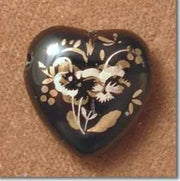 2 Vintage Black Porcelain Heart Beads - Sea Beads