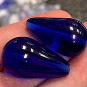 2 Vintage Blue Cobalt Large Teardrop Glass Beads - Sea Beads