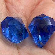 2 Vintage Blue Faceted Glass Pendants - Sea Beads