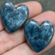 2 Vintage Blue Picasso Heart Glass Beads - Sea Beads