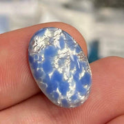 2 Vintage Blue Sapphire Light Japan Foil Oval Glass Cabochons - Sea Beads
