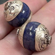 2 Vintage Blue Tibetan Beads - Sea Beads