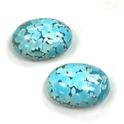 2 Vintage Blue Turquoise Japan Oval Glass Cabochons - Sea Beads