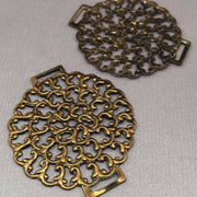 2 Vintage Brass Antiqued Large Filigree Metal Findings - Sea Beads