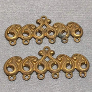 2 Vintage Brass Cast 6-1 Metal Connectors - Sea Beads