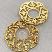 2 Vintage Brass Cast Fancy Round Stone Settings - Sea Beads
