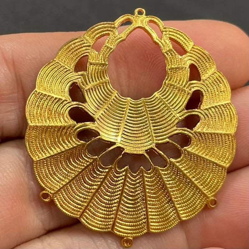 2 Vintage Brass Chandelier Connector Pendants - Sea Beads