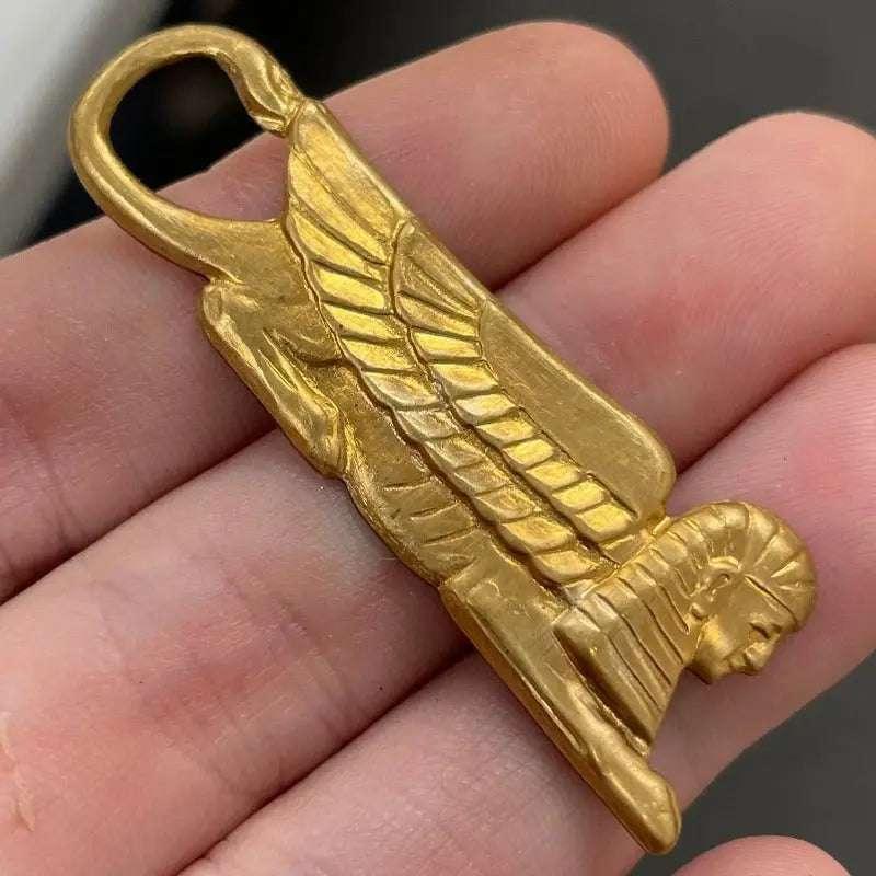 2 Vintage Brass Egyptian Sphinx Metal Stampings - Sea Beads