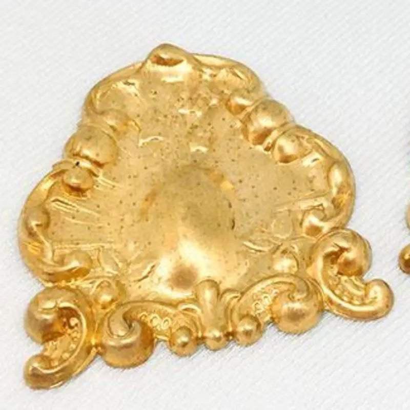 2 Vintage Brass Fancy Large Metal Stampings - Sea Beads