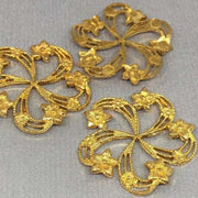 2 Vintage Brass Fancy Solid Findings - Sea Beads