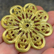 2 Vintage Brass Gold Plated Floral Filigree - Sea Beads
