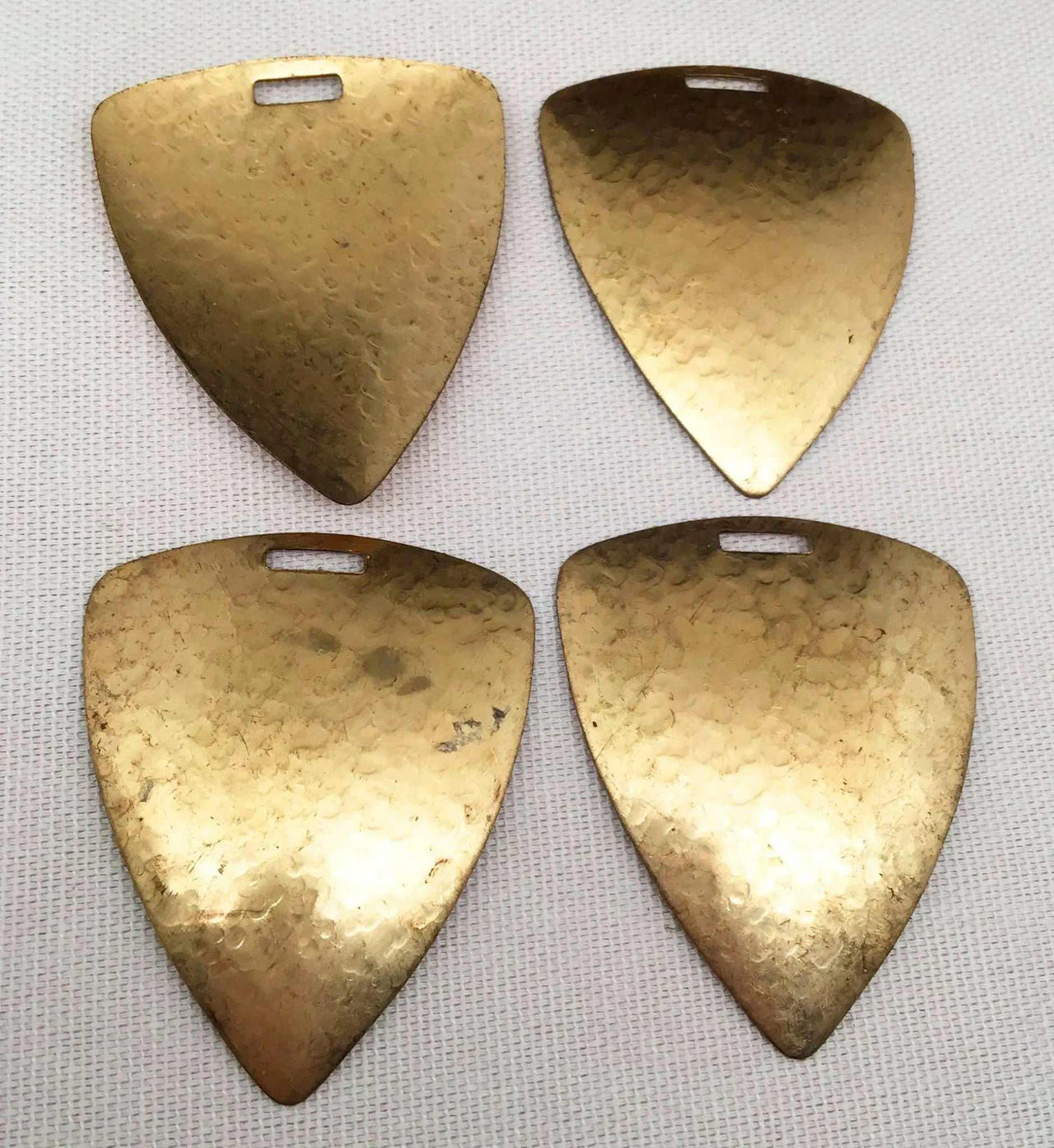 2 Vintage Brass Hammered Triangular Pendants - Sea Beads